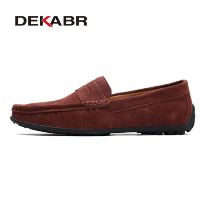 Dekabr Brand Fashion Summer Style Soft Loafers ægte læder høj kvalitet fladt afslappet sko åndbare mænd lejligheder køresko