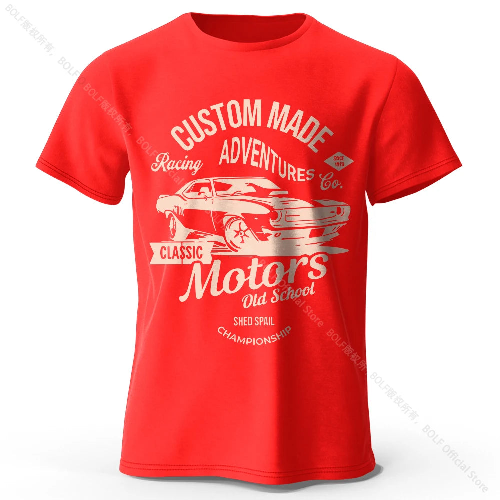 Camiseta impresa de motores para hombres 100% algodón de algodón