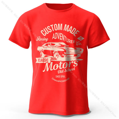 Camiseta impresa de motores para hombres 100% algodón de algodón