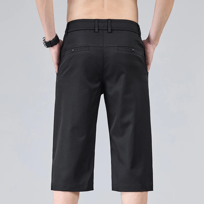 Men's Casual Thin Shorts Elastic Waist Comfortable Fashion Solid Color Straight Slim Breathable Male Clothing Short Pants
