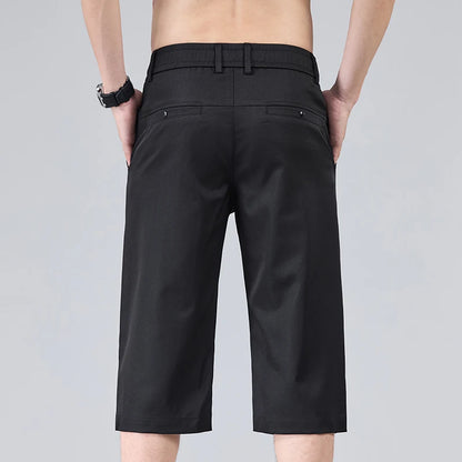 Men's Casual Thin Shorts Elastic Waist Comfortable Fashion Solid Color Straight Slim Breathable Male Clothing Short Pants