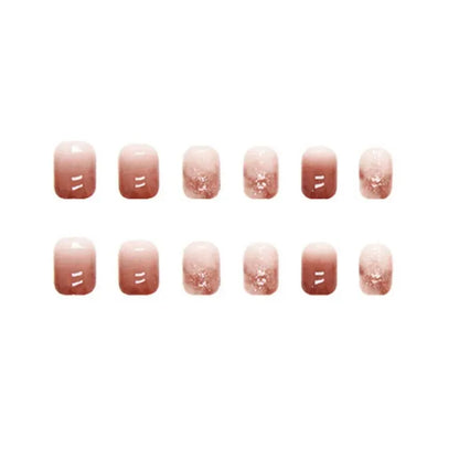 Caramel Gradient Wear Nail Piece Winter High Sense Of Pure Desire Ice Transparent Color Wear Nail Blush Removable False Nails