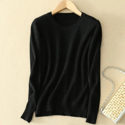 2025 Autumn Winter Sweater Women Long Sleeve O-neck Knit Tops Solid Slim Fit Bottoming Shirt Korean Fashion Pullovers Knitwears