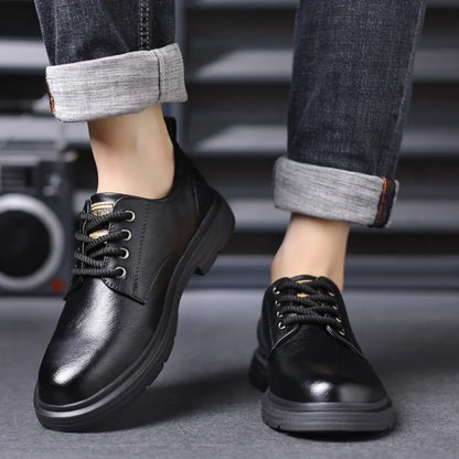 British Platform Leather Derby Shoes for Men Designer Soft-Soled Business Men's Dress Shoes Fashion Light Male Wedding Shoes