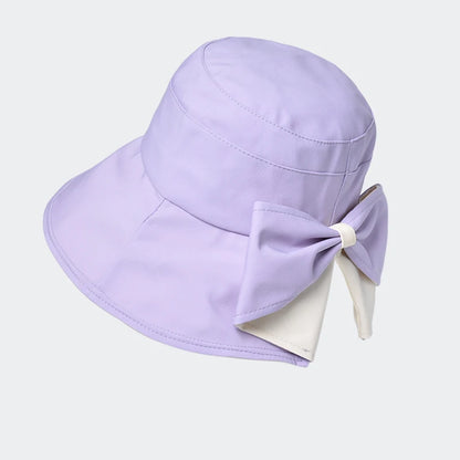 Women Summer Sun Protection Bucket Hat with Bow-tie Lady Elegant Sunscreen Beach Cap Outdoor Wide Brim Headgear Wholesale New in