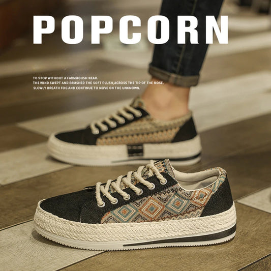 Men's Flat Casual Shoes Fashion Canvas Sneakers for Men Summer Breathable Fisherman Linen Cloth Loafers Comfortable Espadrilles