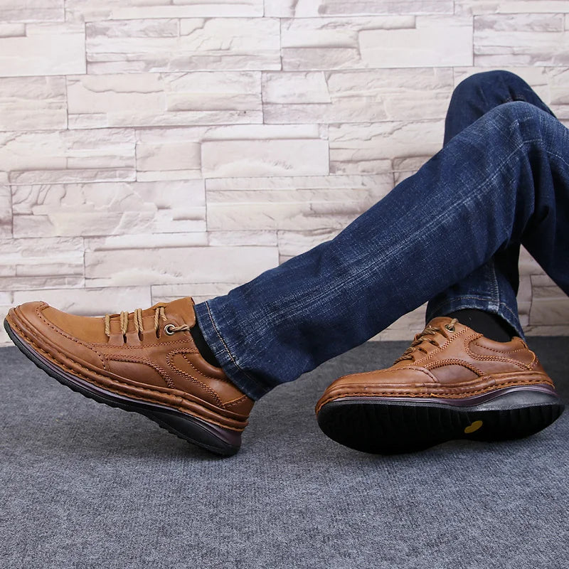 Menn ekte skinnsko forretningsformelle sko 100% koselige puste sneaker fjelltursko 2019 nye skinns joggesko