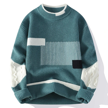 Masque en tricot en tricot en tricot Patchwork Patchwork Tricote Trifting Pulls Men Automne Hiver Daily Casual Warm Pullaters Prilleurs