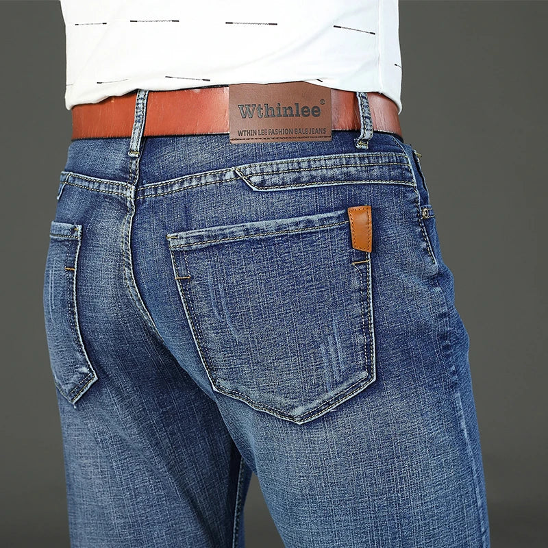 2-delt sæt Whinlee Black and Blue Business Elite Jeans, Summer Micro Elastic Sightleg Multicraft Højkvalitets denimbukser