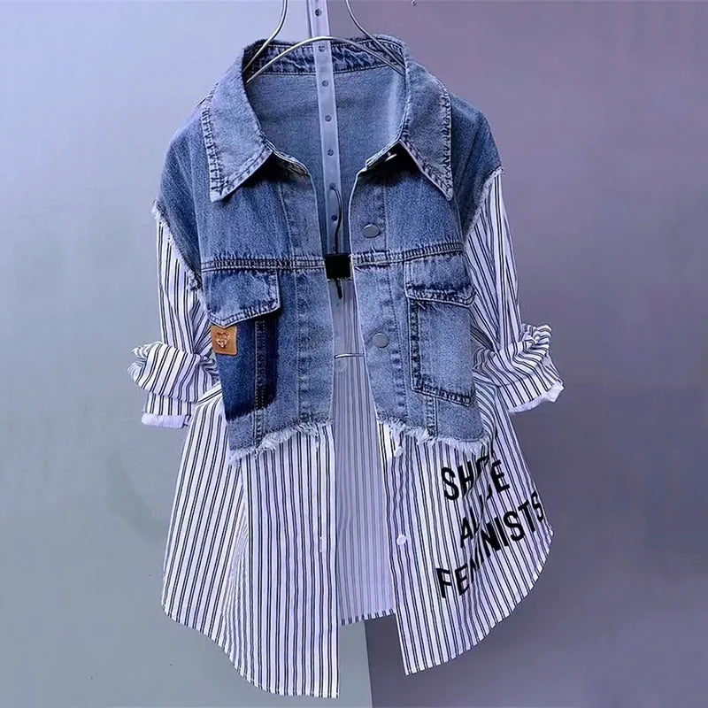 Nova spoj traper jakna Žene proljetne jeseni korejski modni traper košulja dame vrhovi casual Jean kaput ženski vjetrobran