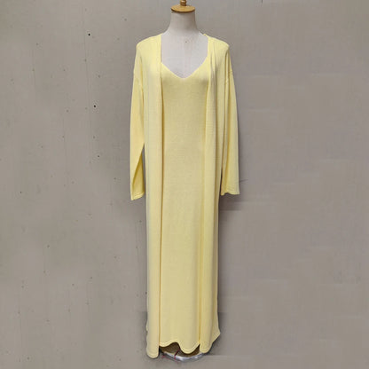 Tuularose žene dugačka haljina 2 komada solidna pletena špageta haljina s dugim rukavima kardigan set casual modne ženke set set