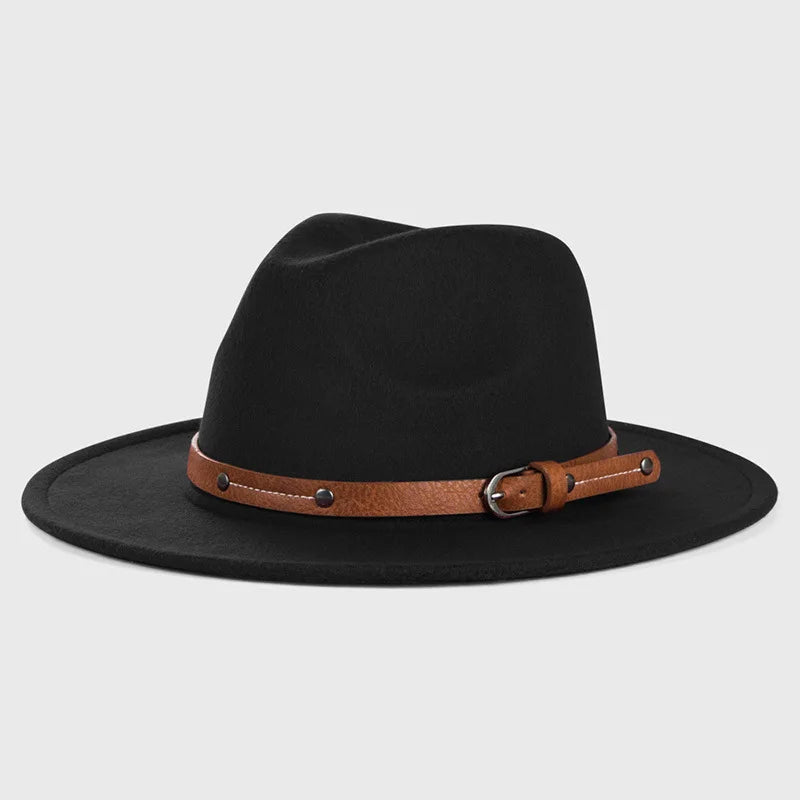 NEWWool Fedora Hat For Women Men Winter Autumn Fashion Church Jazz Hats Viking British Flat Brim Felt Hat Outdoor Casual Fedoras