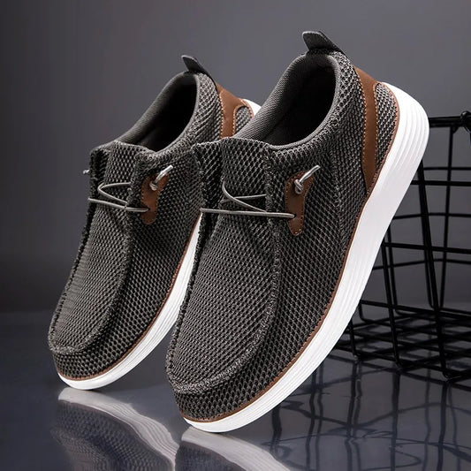 Fujeak Men's Breathable Casual Canvas Slip Shoes Comfort Slip-on Male Loafer Soft Loafers Lightweight Working Shoes