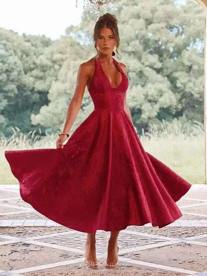 Townlike Jacquard Waist Wrap A-line Dress Women Mini 2024 Spring Summer Dress Elegant Bow Backless Sexy Party Dresses
