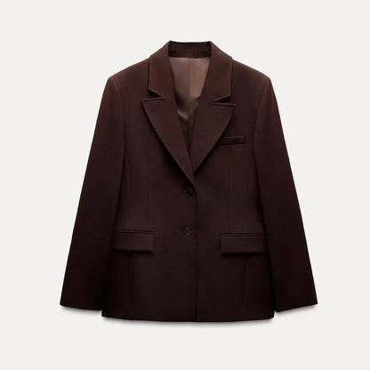 Mini-saia elegante de Blazer Coat Desenta Mulheres Marrom ombro marrom