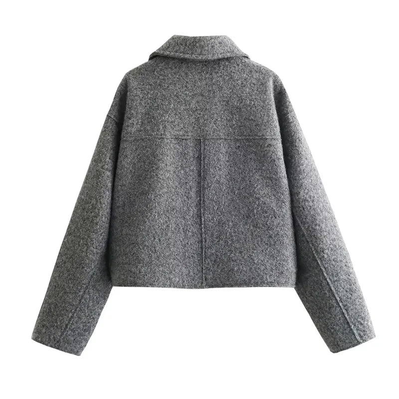 Mejr Tweed Cropped Tacets for Women jesienna zima kurtka krótkometrażowa Kobiet Kobiet zamek z uprawy kurtki półś sezonu Kobieta nowa w odzieży wierzchniej