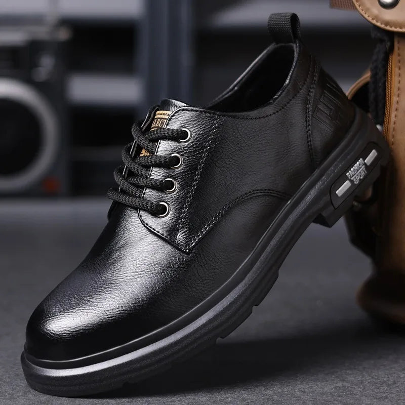 British Platform Leather Derby Shoes for Men Designer Soft-Soled Business Men's Dress Shoes Fashion Light Male Wedding Shoes