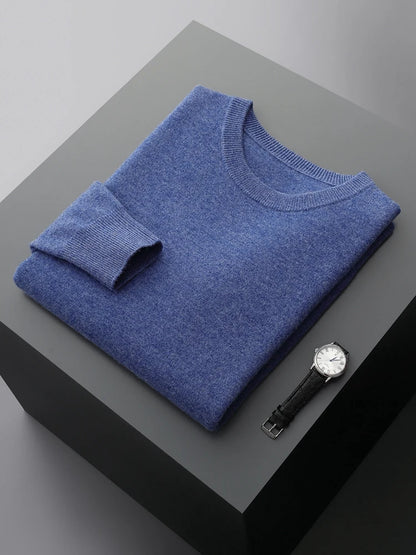 Mvlyflrt 100% puro suéter de lana merino para hombres tops de columna de cuello redondo otoño suéter de color sólido delgado versátil básico