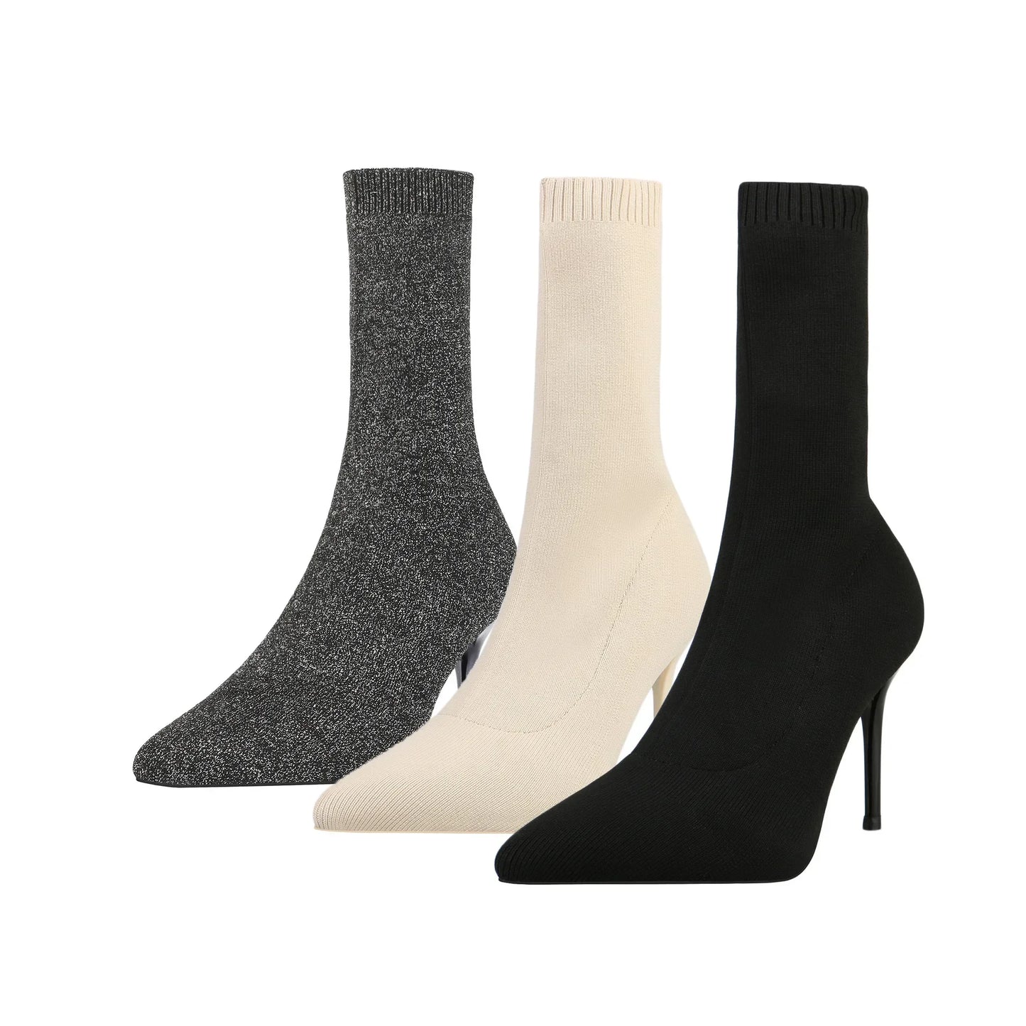 Stivali da calzino sexy stivali da allungamento a maglia tacchi alti per donne scarpe alla moda 2024 stivali caviglia autunno primaverili femminile