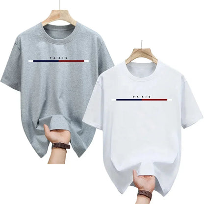 2 Packs 100% Cotton T-shirt for Men Paris City Vibe Tee Shirts Male Summer Daily Casual Fashion Tops Home Outdoor Comfort Tees