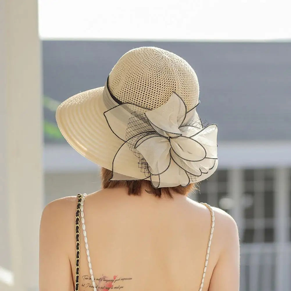 Uusi luonnollinen raffia hattu naiset Kesäkäsi kudottu olki gilrs Holiday Sun Hat leveä brim aurinko levyke Panama Travel Beach Hat