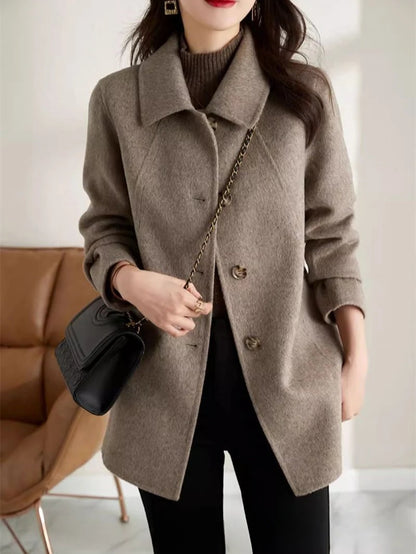 Women's Wool & Blends Coat Long Plain Ladies Jackets Loose Sleeve Casual Cheap Trendy Fashion 2024 Single Medium Outerwears Hot