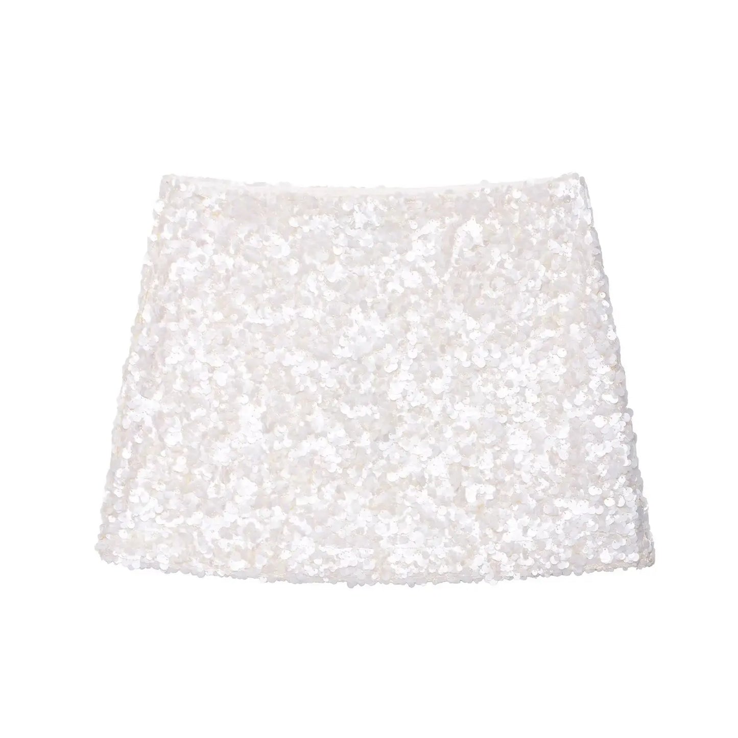 Trafza Sexy Woman Sequins Falda de cintura alta versátil Mini faldas delgadas Zipper 2025 Summer Beach Style Skirt Y2K