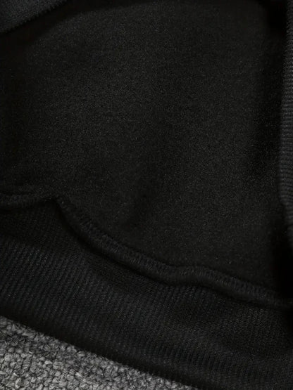 Men's Street - Style Casual and Stylish Hooded Set med svart- och - vit färgblockering och Los Angeles Alfabettryck