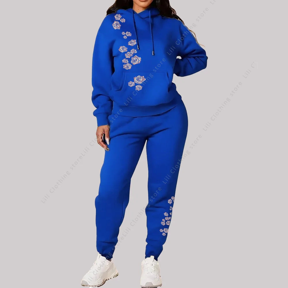 Fagurfræðileg íþróttafatnaður kvenna Hágæða haust vetrarhettupeysur Sweatpants