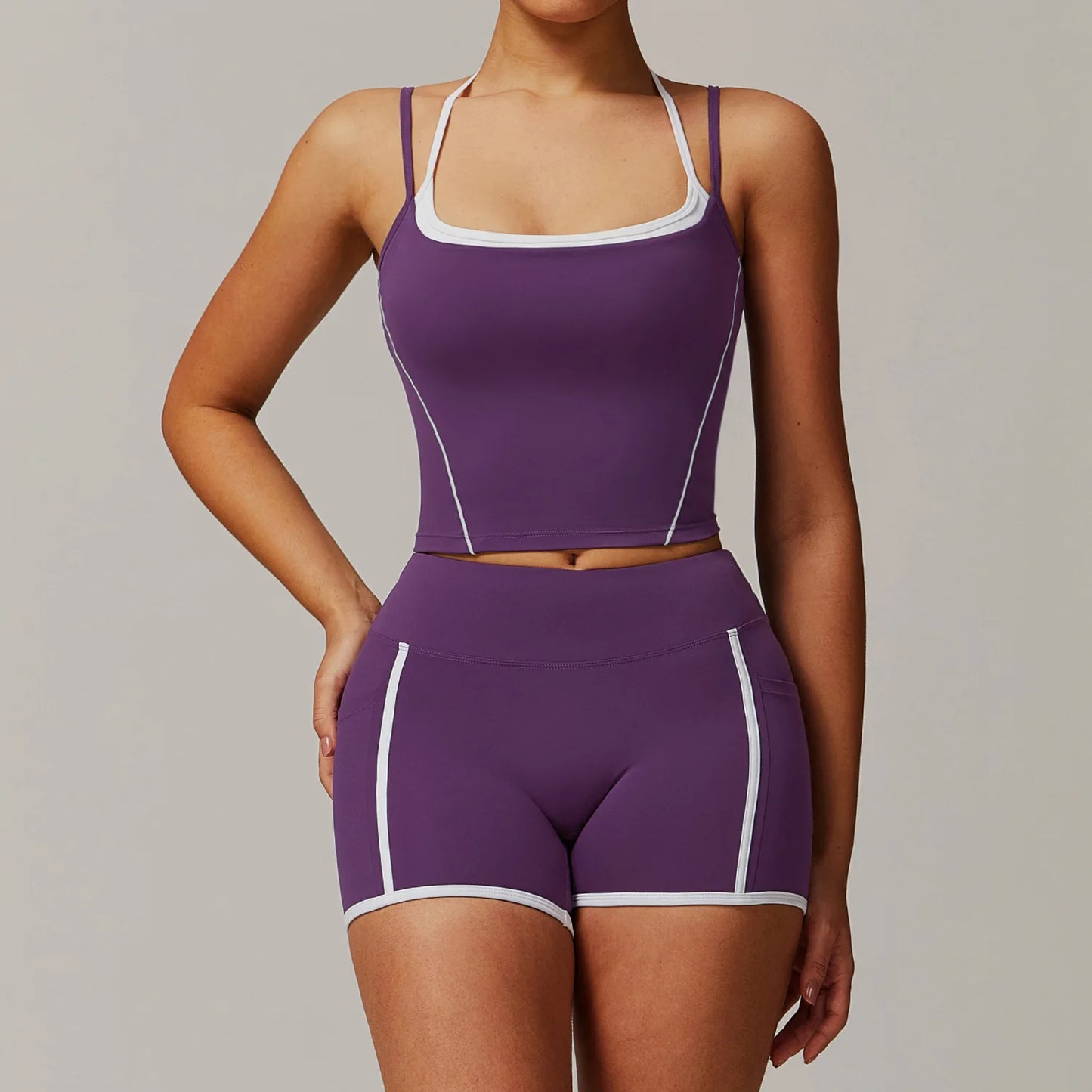 2pcs Women Yoga Set Gym Fitness trening treningssuit joga sportska odjeća osvijetljene hlače i tanke naramenice za rastez