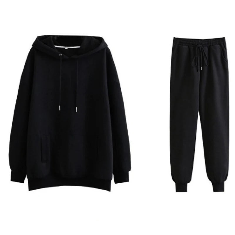 Žene tracksuit casual kapuljače dukserice hlače set salon nošenje sportskog odijela 2pcs jesenska zimska odjeća s kapuljačom zgužvane setove
