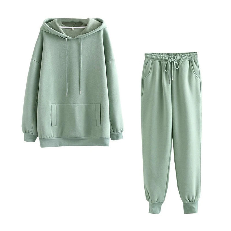 Žene tracksuit casual kapuljače dukserice hlače set salon nošenje sportskog odijela 2pcs jesenska zimska odjeća s kapuljačom zgužvane setove