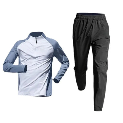 Pánské rychlé suché sportovní set podzimní a polní trénink na zip na zip běží fitness s dlouhým rukávem pro cyklistickou tělocvičnu