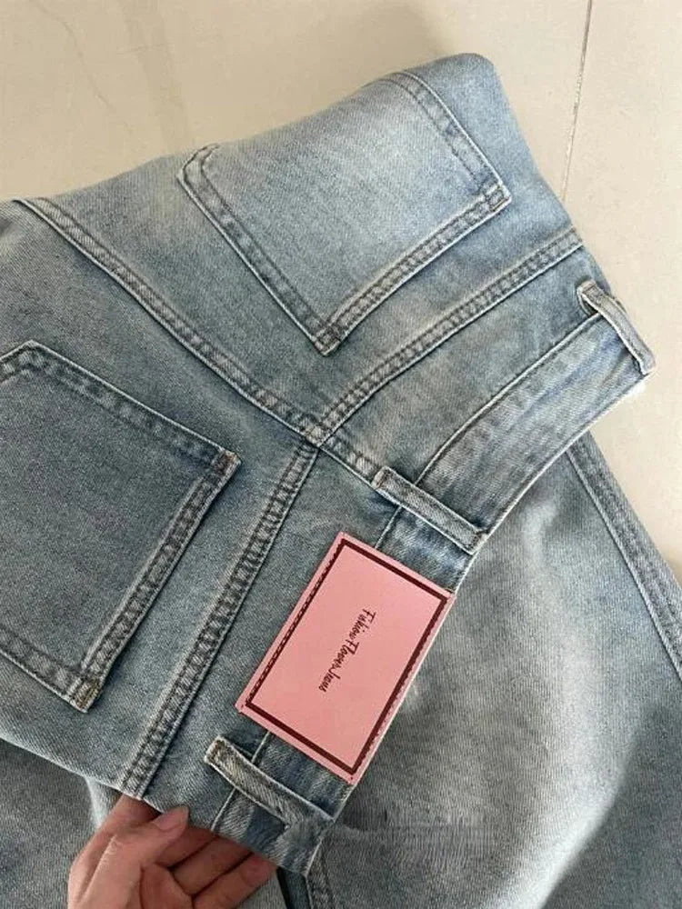 Žene široke vrećice za noge Lady Vintage Y2K Punk niski uspon struj labave traper hlače Street odjeće modno smeće duge klizačke hlače