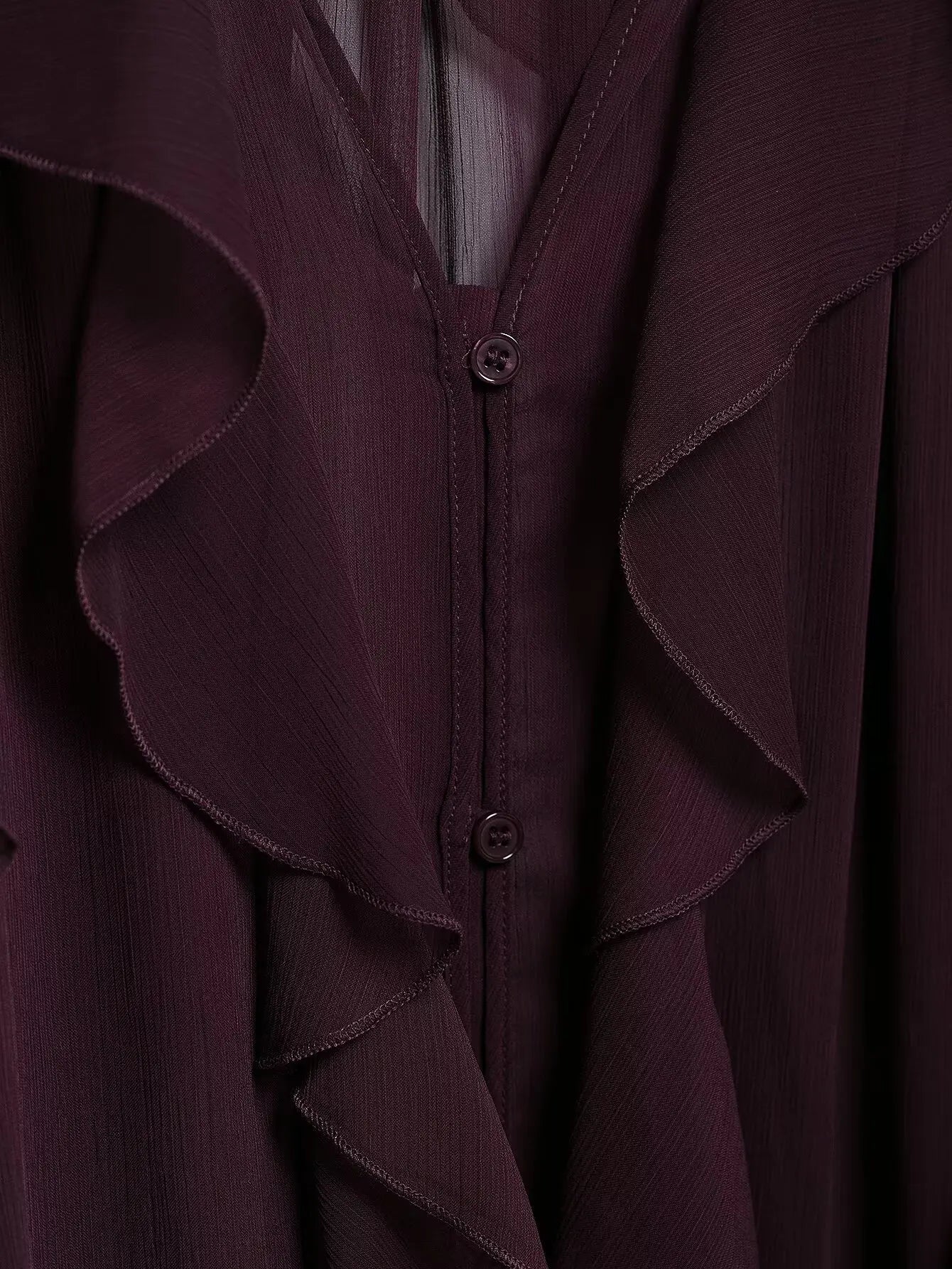Tangada Women Wine Red Ruffles Shirt Langærmet 2025 Fashion Oversized Blouse Tops 3H0011