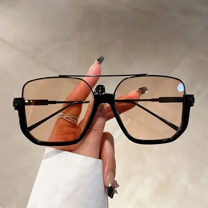 Retro Pilot Metal Sunglasses Fashion Korean Style Women Square Shades Trendy Ins Popular Brand Design UV400 Sun Glasses