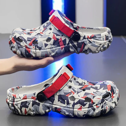 NYE MENNESKLOGER Tøfler Sandal Menn Hagesko Flat kamuflasje Sandaler Mannlige joggesko utendørs flip flops Hjem