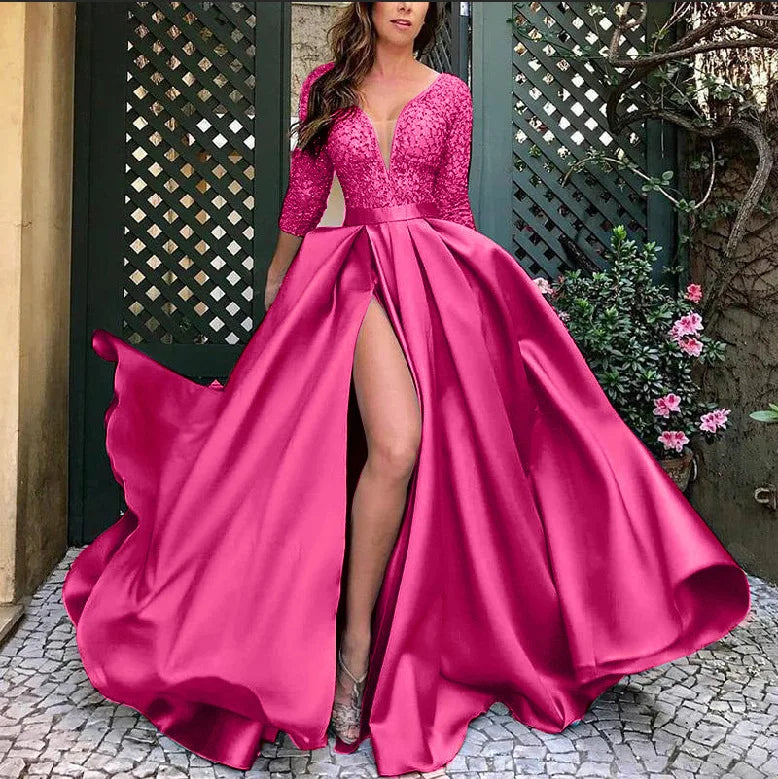 Women's Dress Summer New Women's Lace Sequin Grand Display Sexy Long Skirt Tail Banquet Evening Dress Party Dress