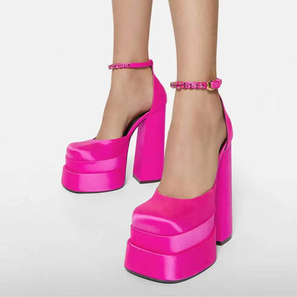 Nuevas bombas de moda Bombas retro Mary Janes Sandalias Sandalias de la plataforma de primavera Partido Boda Basúa Mujer Big tamaño
