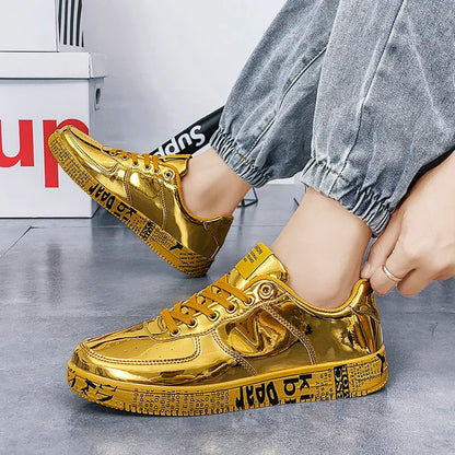 Noi adidași din aur pantofi de cuplu de lux casual sclipici de sclipici bărbați hip-hop streetwear skateboard pantofi bărbați designer de încălțăminte de design