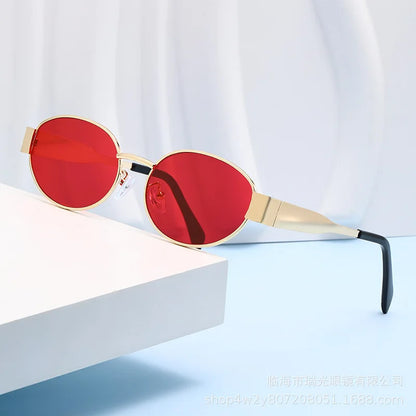Fashion Oval Sunglasses Women Retro Trend Outdoor Metal Sun Glasses High Quality Classic Men Luxury Brand Eyewear UV400 Goggles