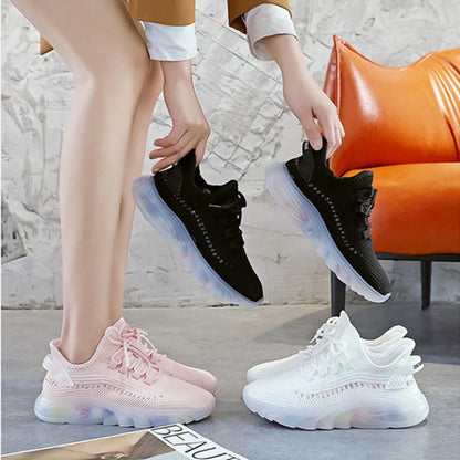 Nova plataforma de moda feminina sapatos esportivos outono novo tênis de tênis de corrida ao ar livre respirável