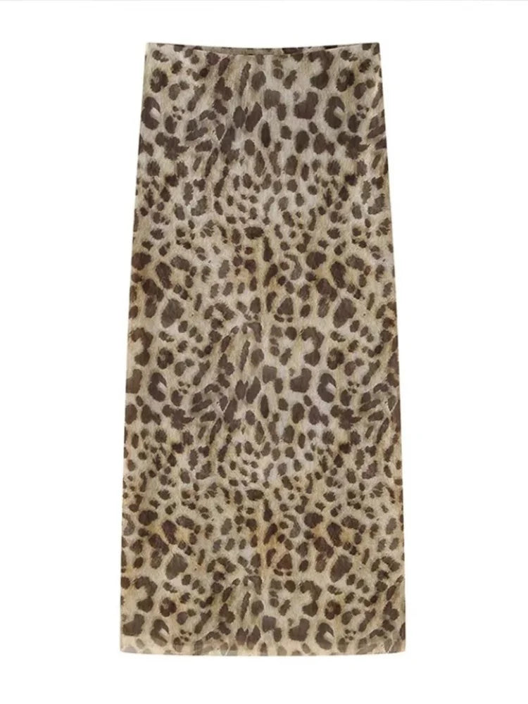 Femei Tulle Leopard Print Top cu Bandeau Off-the-Shoulder, decolteu drept, decolteu de vară, casual pentru bluză de vară