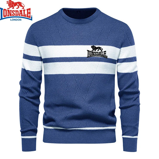 Broidered Lonsdale Mens garçons Stripe Stripe Sweater épais chauds épais chauds hommes Basic Casual Cuasc