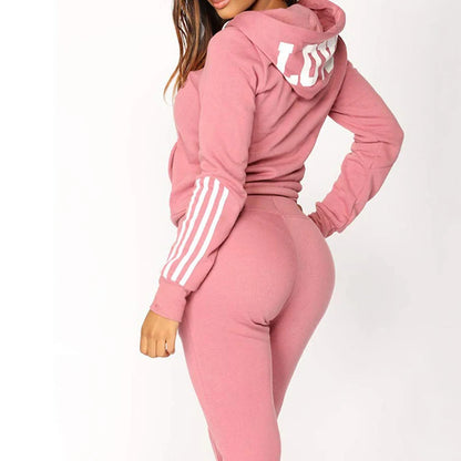 Kvinders træningsdragt hætte sweatshirts sweatpants hele sæson daglig sportsjakke sportsbeklædning damer udendørs afslappet sexet lynlås tøj