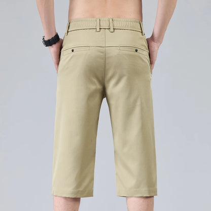Men's Casual Thin Shorts Elastic Waist Comfortable Fashion Solid Color Straight Slim Breathable Male Clothing Short Pants