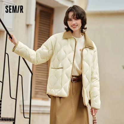 Semir Down -takki Naiset Keskipitkä kevyt vaordokas kaulus 2024 talvi uusi vintage kolmiprosentti takki