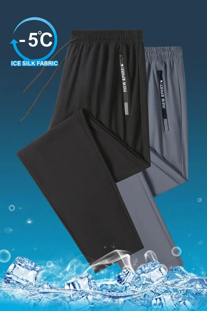 Ice Seide neue Hosen für Männer Sommer Dünne Stil Sport trockneter, gerade getrocknetes Bein Draping Wide Leg Hosen lässige lange Hosen für Männer