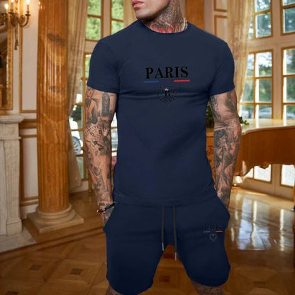 2025. Novi ljetni modni set modne odjeće-majica s kratkim rukavima i podijeljene kratke hlače s 2 komada, stilski jogging casual odjeća