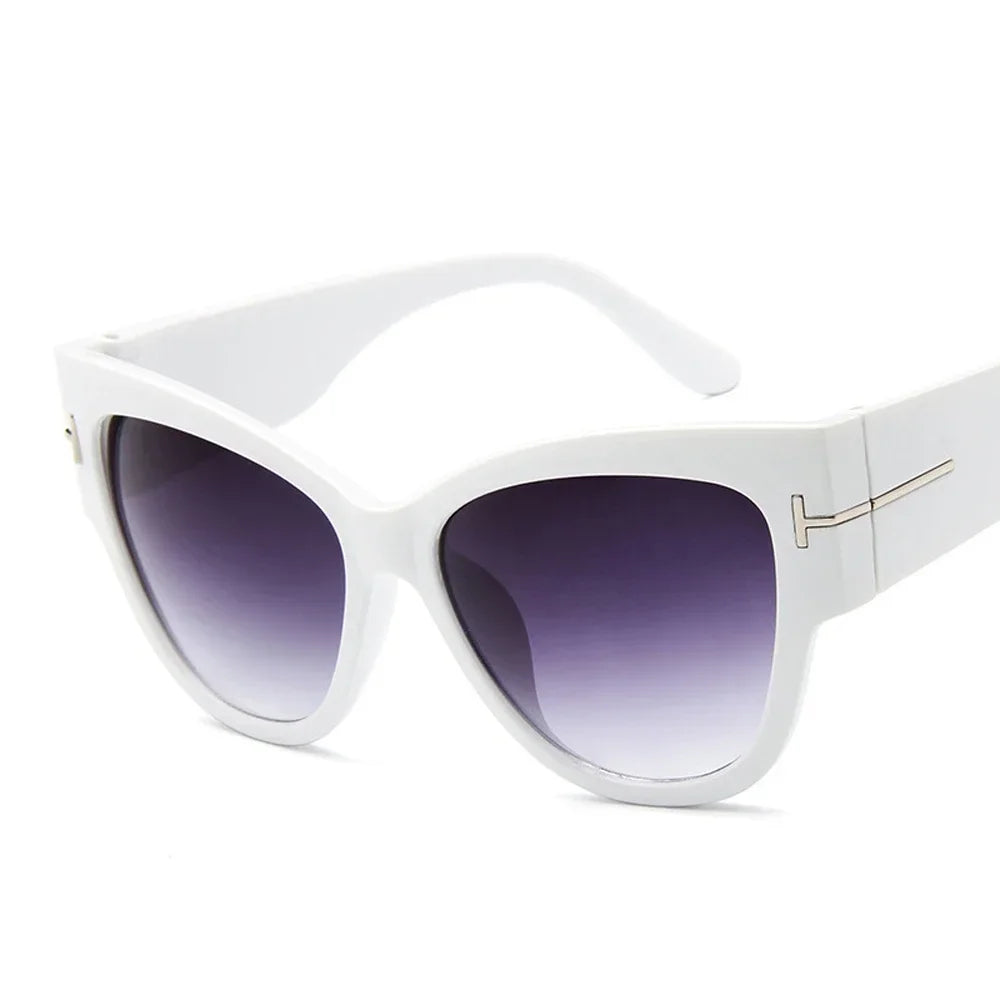 New Brand Sunglasses Women Luxury Designer T Fashion Black Cat Eye Oversized Sunglasses Female Gradient SunGlasses Oculos 2024